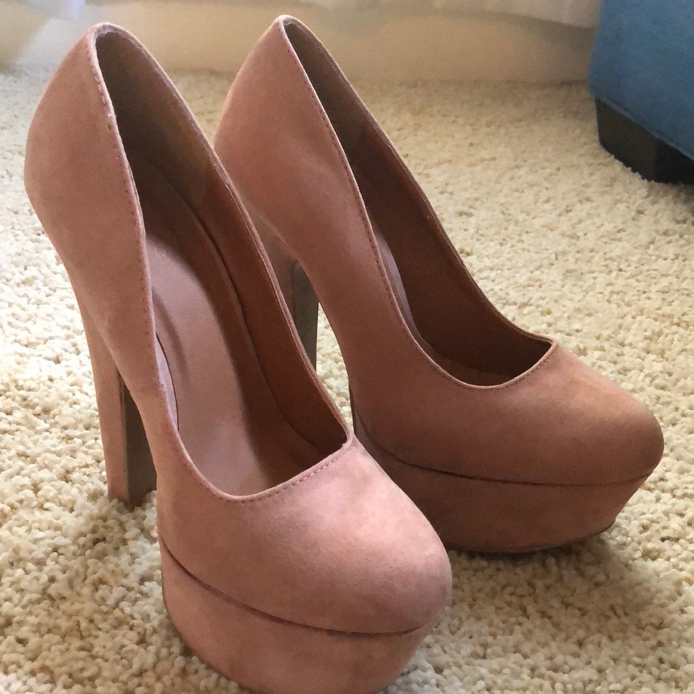 Dusty pink platform heels